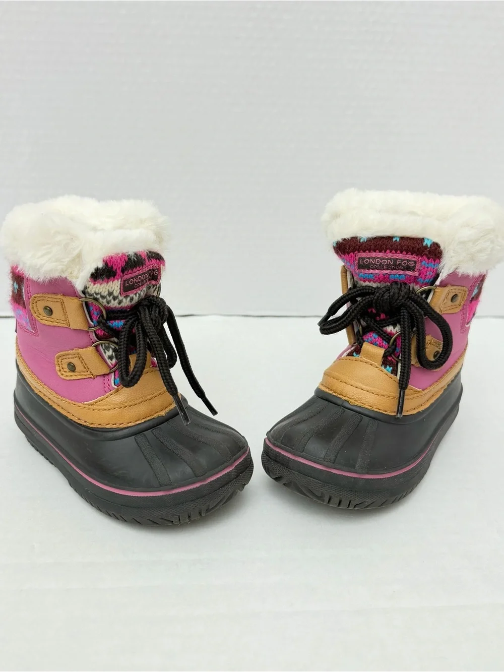 London Fog Toddler Size 6 Tottenham Cold Weather Snow Boots Faux Fur Trim